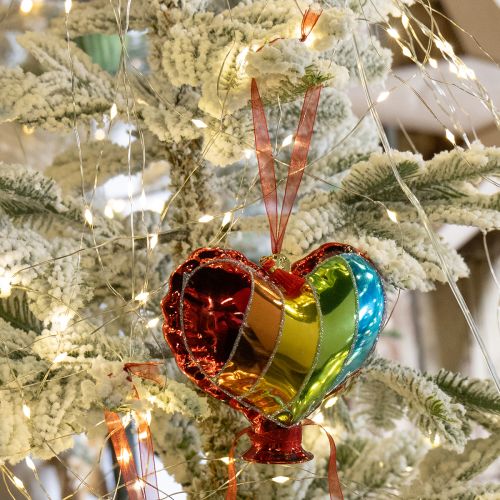 Artikel Farverige juletræskugler glasballoner hjerte kys mund 12cm 2 stk