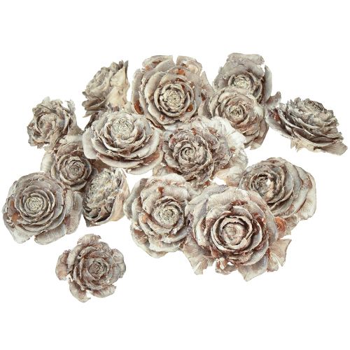 Artikel Cederkegler skåret som rosencederrose 4-6cm hvid/naturlig 50 stk