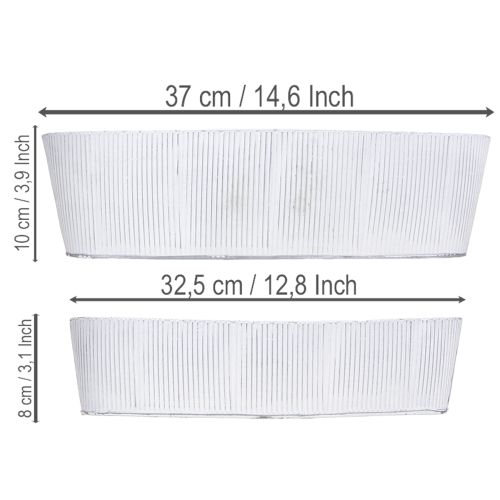 Artikel Oval metalskål i hvid og sølv, 32,5 cm/37 cm, sæt med 2.