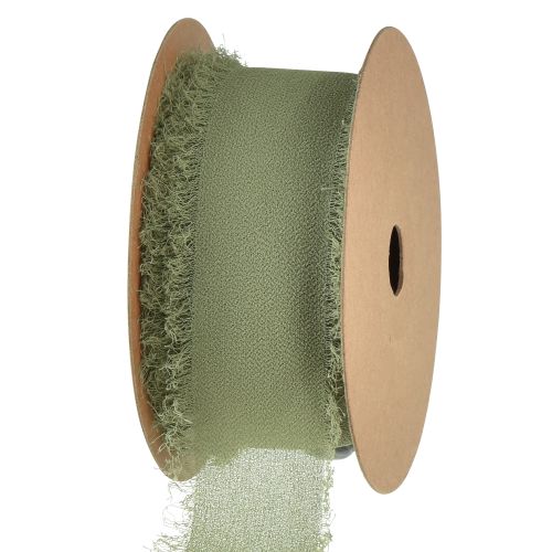 Artikel Chiffonbånd olivengrønt stofbånd frynser B40mm L15m