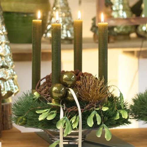 Floristik24 Juletræskugler i glas, skinnende oliven- og sølvgrå, 5 cm, 24 stk.