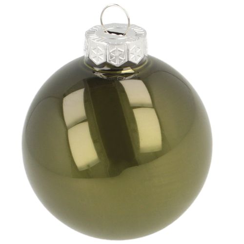 Artikel Juletræskugler i glas, skinnende oliven- og sølvgrå, 5 cm, 24 stk.