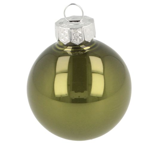 Artikel Mini julekugler i glas, grøn, sølv, 4 cm, 24 stk.