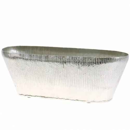 Floristik24 Dekorativ gryde oval sølv 40cm x 13cm H13cm