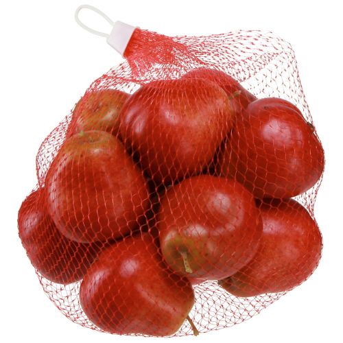 Artikel Dekorative pærer dekorativ frugt rød i net Ø5,5 cm H6,5 cm 12 stk.
