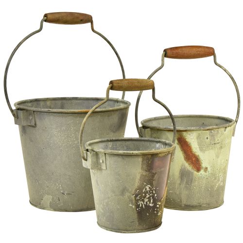 Floristik24 Dekorativ spand metal rust vintage Ø15/17,5/22 cm sæt af 3