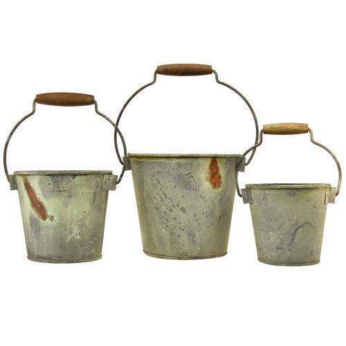 Artikel Dekorativ spand metal rust vintage Ø15/17,5/22 cm sæt af 3