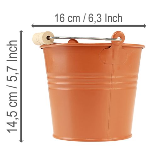 Artikel Dekorativ metalspand/plantekrukke, orangebrun, Ø16 cm, H14,5 cm, 1,6 l