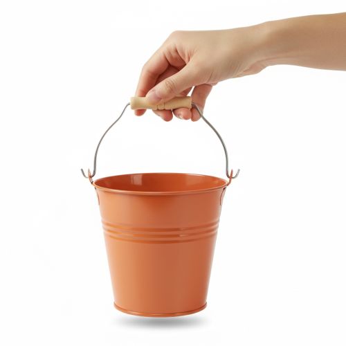 Artikel Dekorativ metalspand/plantekrukke, orangebrun, Ø22 cm, H21,5 cm, 6 l