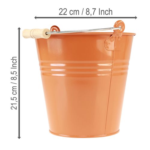 Artikel Dekorativ metalspand/plantekrukke, orangebrun, Ø22 cm, H21,5 cm, 6 l