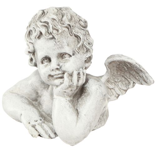 Artikel Dekorativ englefigur polyresin gravdekoration grå hvid H6cm 3 stk