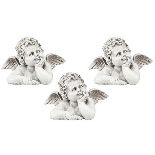 Artikel Dekorativ englefigur polyresin gravdekoration grå hvid H6cm 3 stk