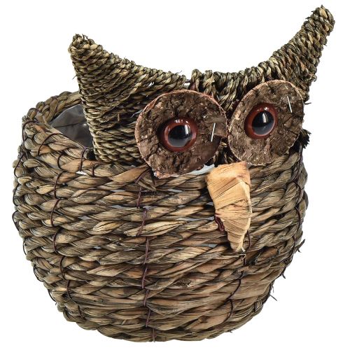 Dekorativ ugleplantepottepotte halm gråbrun 16×11cm