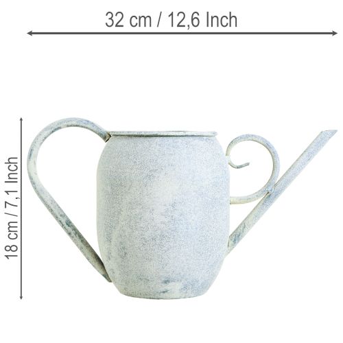 Dekorativ vandkande vintage metal hvid blå 32x11x18cm dekorativt tilbehør | Floristik24.dk