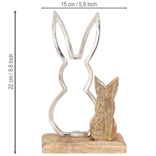 Artikel Dekorativ kanin Metal &amp; Træ – Moderne påskefigur i naturligt design 22cm 2 stk