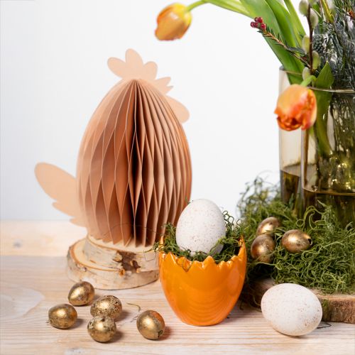 Floristik24 Dekoration Kylling Hvid Orange Honeycomb Figurer Påske 19×12×20cm 2 stk.
