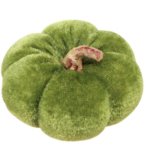 Floristik24 Dekorative græskar lavet af stof fløjlsgrøn Ø7cm H4,5cm 9 stk