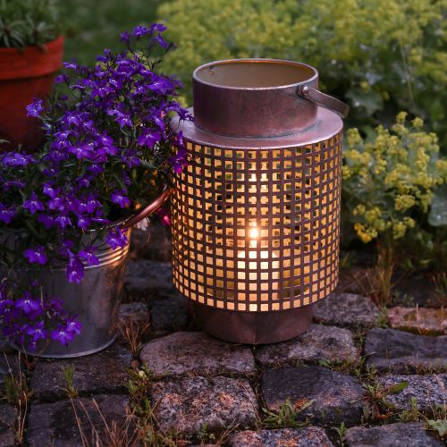 Floristik24 Dekorativ lanterne lanterne metal med håndtag rose Ø18cm H29cm