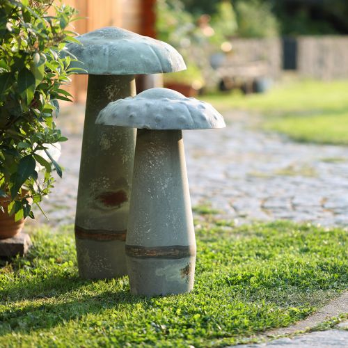 Floristik24 Dekorativ svampe metal efterårsdekoration rustgrøn vintage 36cmx62cm