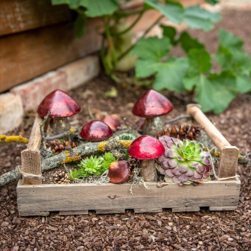 Floristik24 Dekorationssvamp Rød Stor Glas Efterårsdekoration Ø14cm H23cm