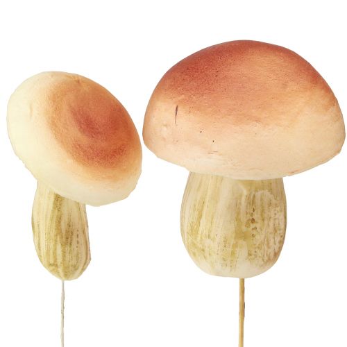 Artikel Pyntesvampe på pinde små og store brune H10/11,5cm 8 stk.