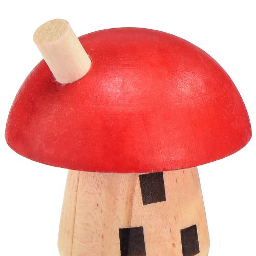 Artikel Dekorative svampe træhus rød orange træ dekoration 6×5cm 6stk