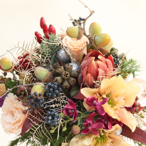 Artikel Dekorative Protea kunstige kunstige blomster rød-orange 34 cm 3 stk.