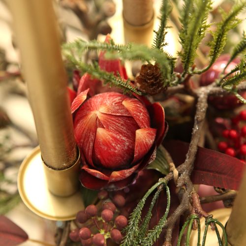 Artikel Dekorative Protea kunstige kunstige blomster rød-orange 34 cm 3 stk.