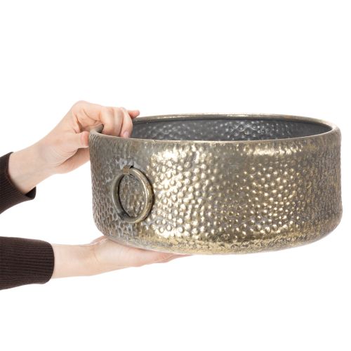 Artikel Dekorativ skål, antikt look, metalplantekasse, gylden, Ø37/31 cm, sæt med 2