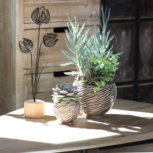 Artikel Dekorativ Skål Urtepotte Keramik Beige Brun Ø15cm 2stk
