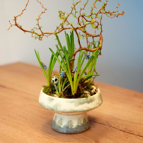 Artikel Dekorativ skål keramik med bund creme grågrøn Ø17cm 10cm
