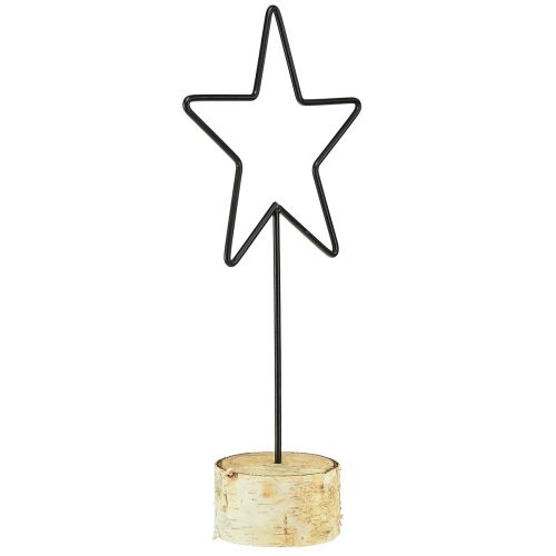 Artikel Dekorative stjernelysestager på træfod sort &amp; natur, 40 cm - stilfuld borddekoration 3 stk.