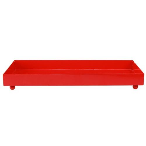 Artikel Dekorativ bakke rektangulær rød metalbakke med fødder 30×15 cm