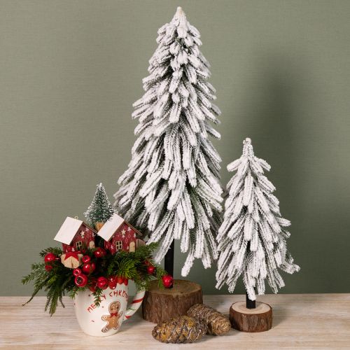 Artikel Dekorativ juletræsfod med snedækket bark Ø20cm H50cm