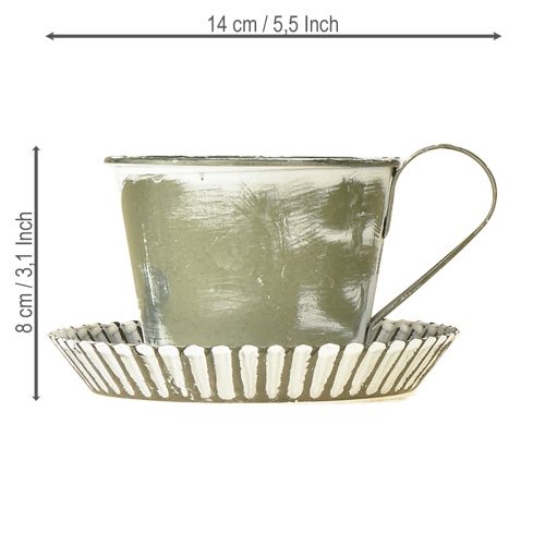 Artikel Dekorativ kop metal hvidvasket antik Ø9cm H8cm 2 stk.