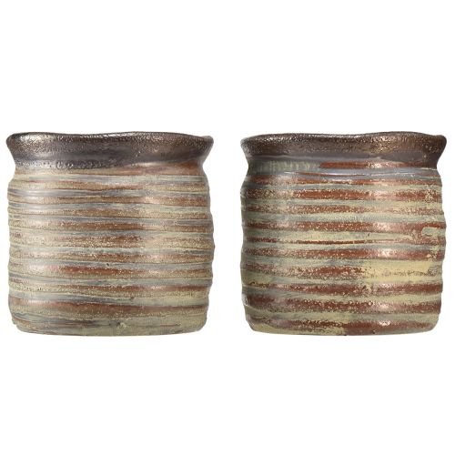 Artikel Dekorativ plantekasse keramik metallic brungrå 10,5×10cm 2stk