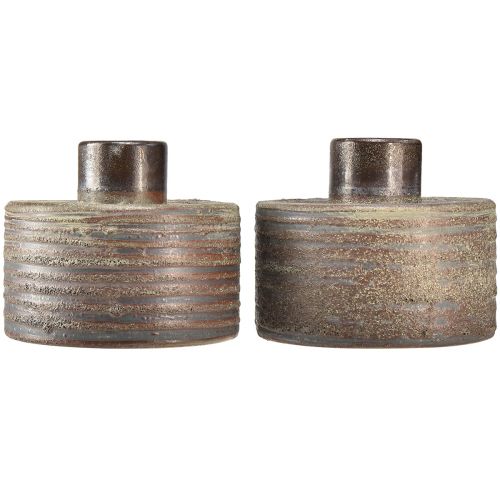 Artikel Dekorativ vase keramik keramik vase brun blå grå 12x10,5cm 2 stk.