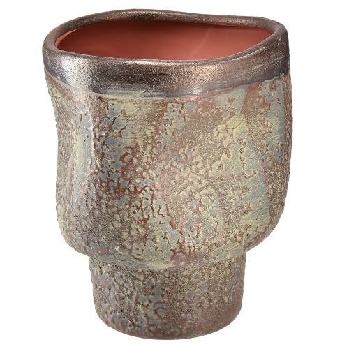 Artikel Dekorativ vase keramisk plantekasse metallic brun gråblå 16,5×20,5cm