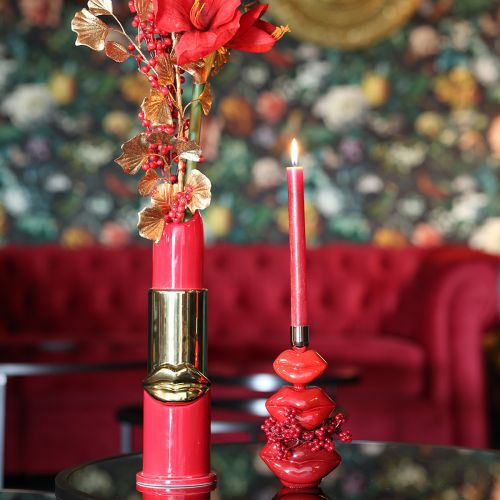 Dekorativ vase med læbestiftdesign til kunstige blomster med lange stilke, 38 cm | Floristik24.dk