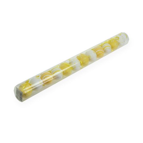 Floristik24 Dekorative påskeæg gule, hvide assorterede 6,5 cm 12p