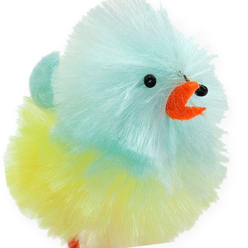 Floristik24 Chenille kyllinger gul, blå 5cm 4stk
