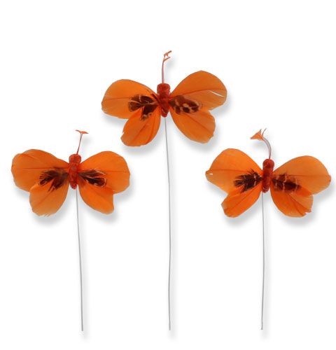 Floristik24 Dekorative sommerfugle på orange orange 9 cm 36p