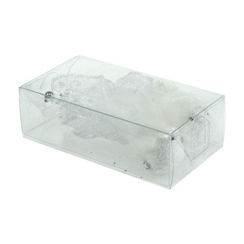 Floristik24 Dekorativ fugl på klemmen med glitter hvid 14 cm 2stk