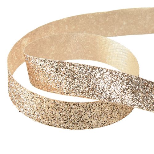 Artikel Dekorativt bånd champagne glitterbånd dekorativt bånd B15mm L18m