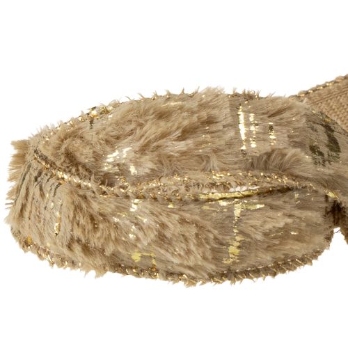 Artikel Dekorationsbånd med pels, kunstpelsbånd, brun guld, 25 mm, 15 m