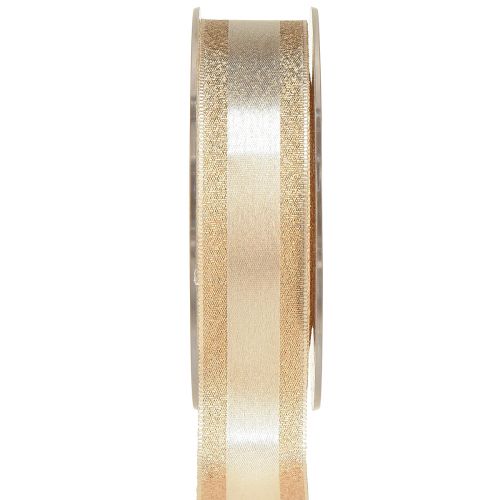 Artikel Dekorativt bånd guld med glimmer og striber gavebånd 25mm 20m