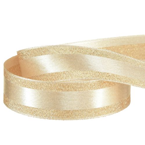 Artikel Dekorativt bånd guld med glimmer og striber gavebånd 25mm 20m