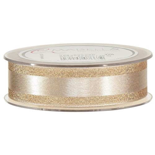 Artikel Dekorativt bånd guld med glimmer og striber gavebånd 25mm 20m