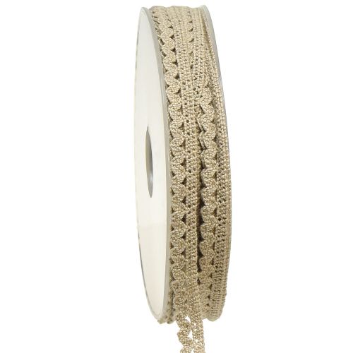 Floristik24 Dekorativt bånd hæklet blonde dekorativt bånd beige B9mm L20m