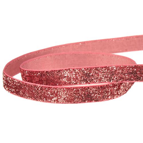 Artikel Dekorativt bånd pink glitterbånd smykkebånd glamour B10mm L10m